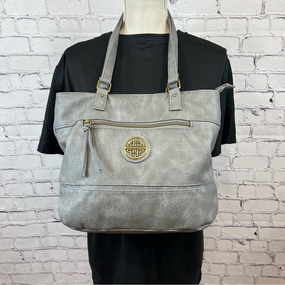 Stone Mountain Soft Leather Purse Gray Cross Body